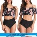 PPHtesting Women 2 Piece Off Shoulder Ruffled Bikini Set High Waisted Swimsuit Crop Top and Printed Bottom S-XL Black B07PFVVMLC